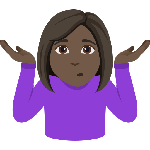woman shrugging: dark skin tone — JoyPixels