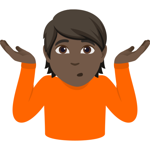 person shrugging: dark skin tone — JoyPixels
