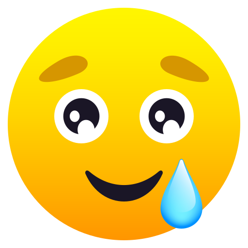 Smiling Face with Tear as drawn by JoyPixels in 10.0