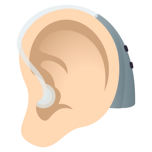ear with hearing aid: light skin tone — JoyPixels