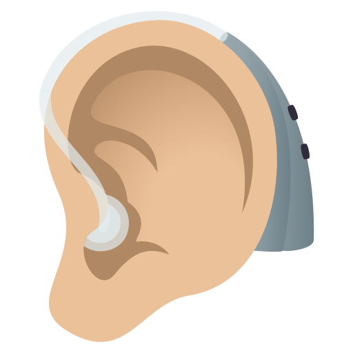 ear with hearing aid: medium-light skin tone — JoyPixels