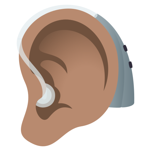 ear with hearing aid: medium skin tone — JoyPixels