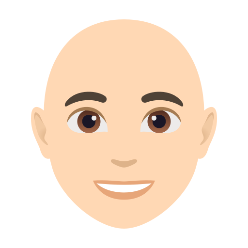 person: light skin tone, bald — JoyPixels