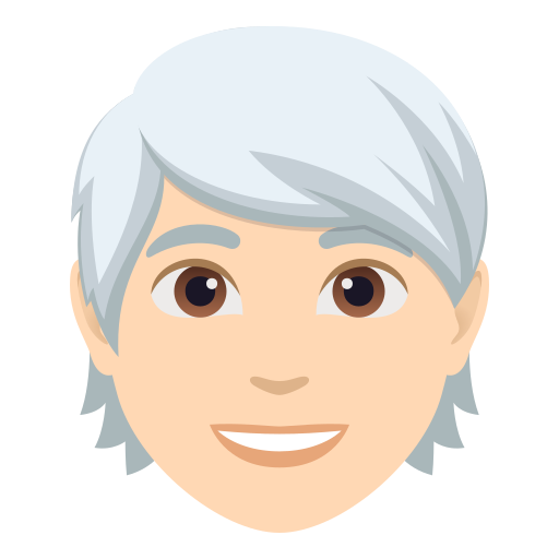 person: light skin tone, white hair — JoyPixels