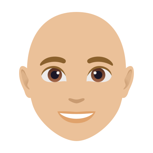 person: medium-light skin tone, bald — JoyPixels