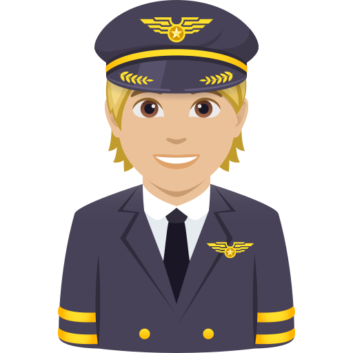 pilot: medium-light skin tone — JoyPixels