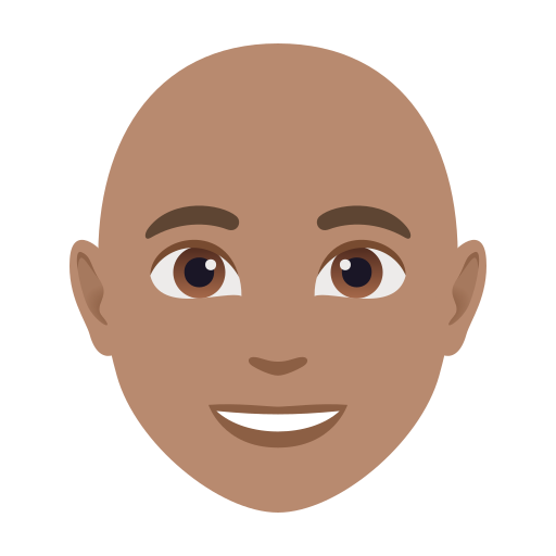 person: medium skin tone, bald — JoyPixels