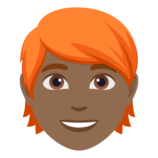 person: medium-dark skin tone, red hair — JoyPixels