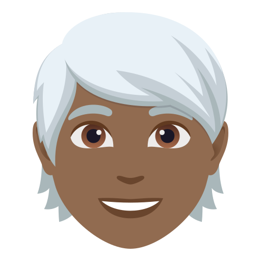 person: medium-dark skin tone, white hair — JoyPixels