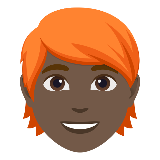 person: dark skin tone, red hair — JoyPixels