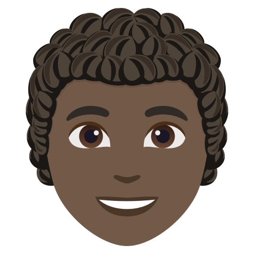 person: dark skin tone, curly hair — JoyPixels