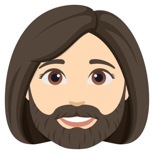 woman: light skin tone, beard — JoyPixels