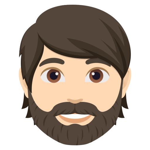 person: light skin tone, beard — JoyPixels