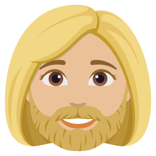 woman: medium-light skin tone, beard — JoyPixels