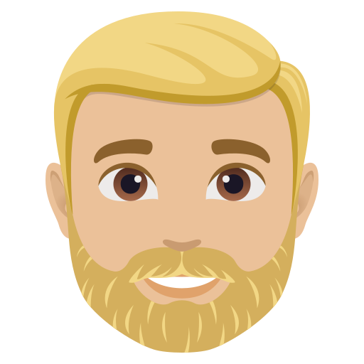 man: medium-light skin tone, beard — JoyPixels
