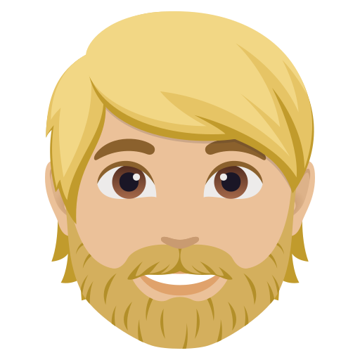 person: medium-light skin tone, beard — JoyPixels