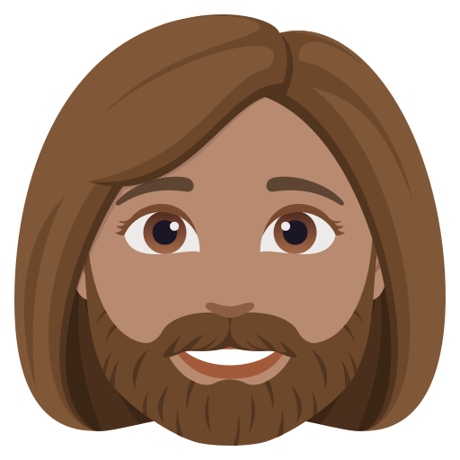 woman: medium skin tone, beard — JoyPixels