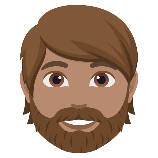 person: medium skin tone, beard — JoyPixels