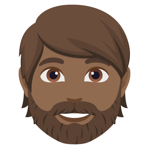 person: medium-dark skin tone, beard — JoyPixels