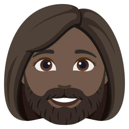 woman: dark skin tone, beard — JoyPixels