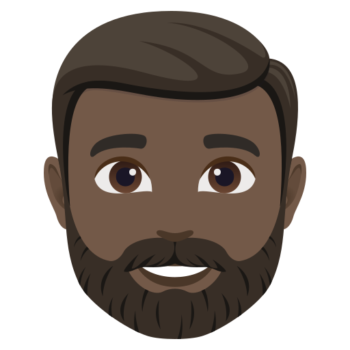 man: dark skin tone, beard — JoyPixels