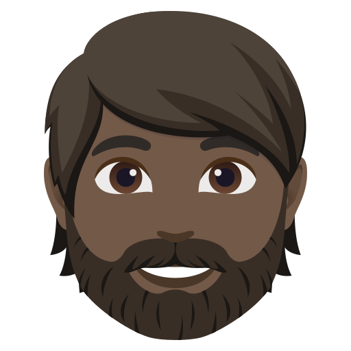 person: dark skin tone, beard — JoyPixels