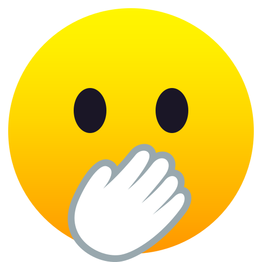 face with open eyes and hand over mouth — JoyPixels