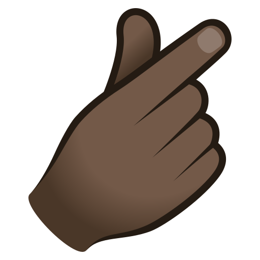 hand with index finger and thumb crossed: dark skin tone — JoyPixels