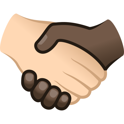 handshake: light skin tone, dark skin tone — JoyPixels
