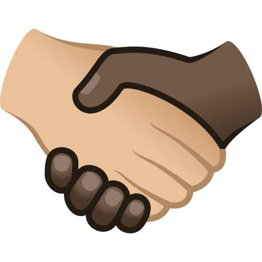 handshake: medium-light skin tone, dark skin tone — JoyPixels