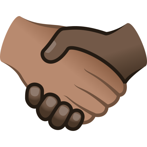 handshake: medium skin tone, dark skin tone — JoyPixels