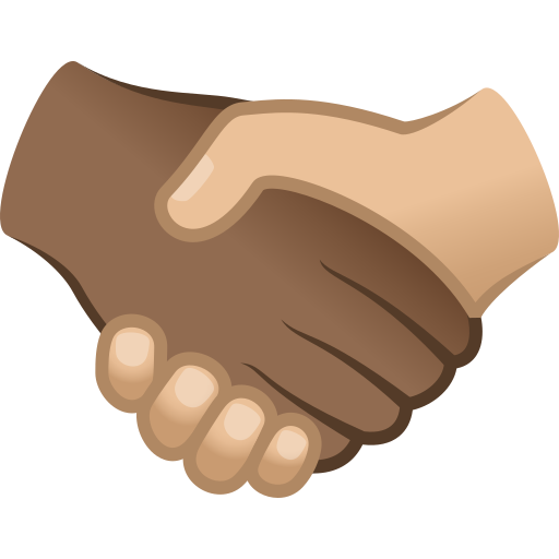 handshake: medium-dark skin tone, medium-light skin tone — JoyPixels
