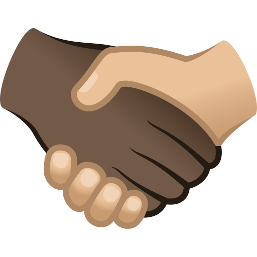 handshake: dark skin tone, medium-light skin tone — JoyPixels