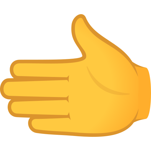 Leftwards Hand as drawn by JoyPixels in 10.0