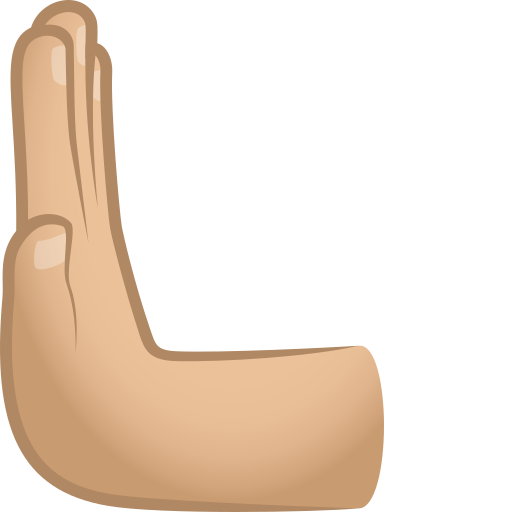 leftwards pushing hand: medium-light skin tone — JoyPixels