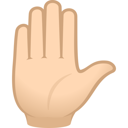 raised hand: light skin tone — JoyPixels