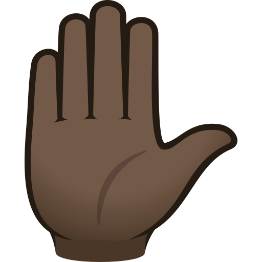 raised hand: dark skin tone — JoyPixels