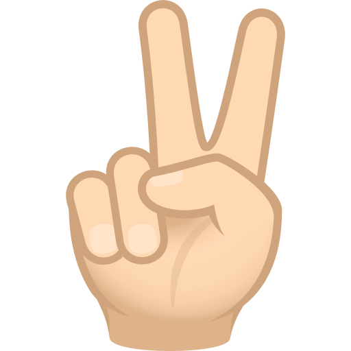 victory hand: light skin tone — JoyPixels