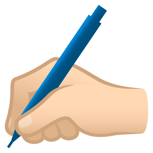 writing hand: light skin tone — JoyPixels
