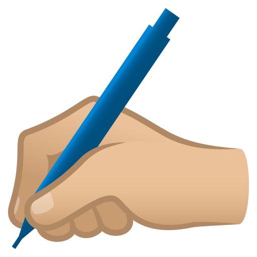 writing hand: medium-light skin tone — JoyPixels