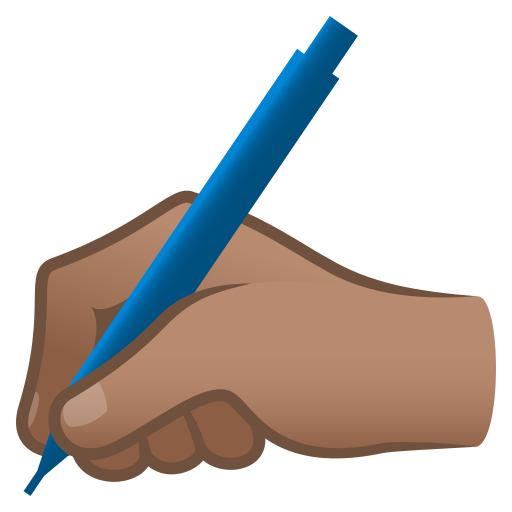 writing hand: medium skin tone — JoyPixels