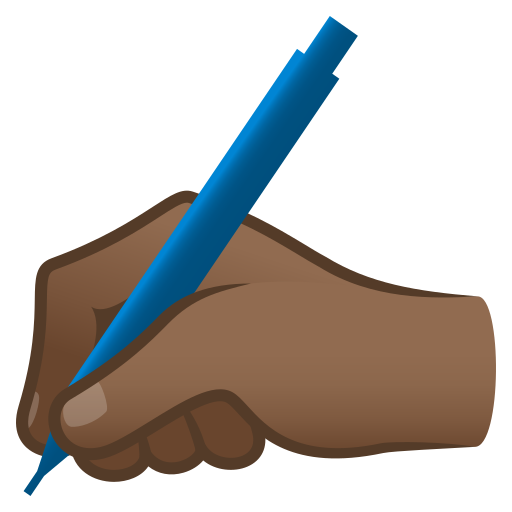 writing hand: medium-dark skin tone — JoyPixels