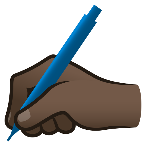 writing hand: dark skin tone — JoyPixels