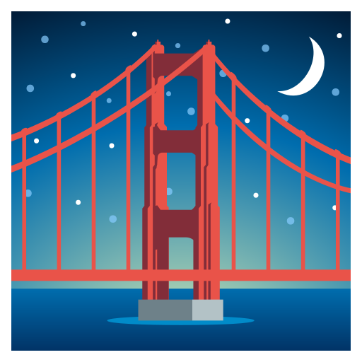 bridge at night as rendered by JoyPixels