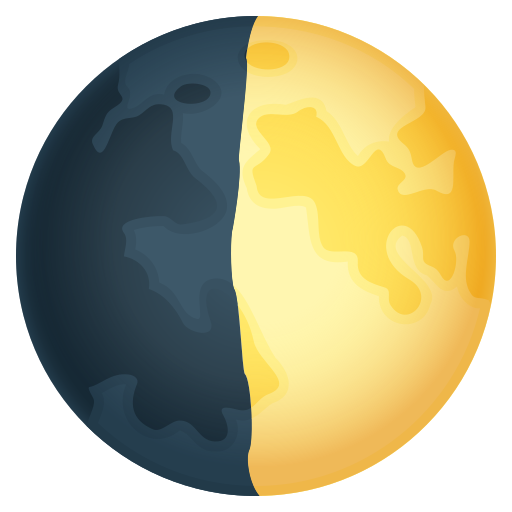 first quarter moon as rendered by JoyPixels