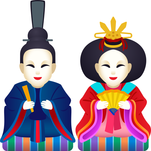 Japanese dolls as rendered by JoyPixels