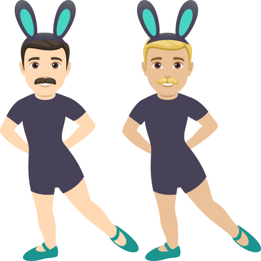 Men with Bunny Ears: Light Skin Tone, Medium-Light Skin Tone, the design in this release