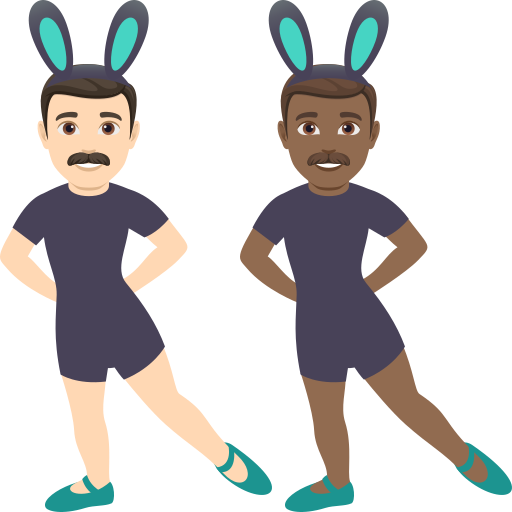 Men with Bunny Ears: Light Skin Tone, Medium-Dark Skin Tone, the design in this release