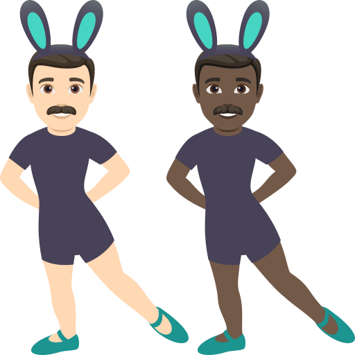 Men with Bunny Ears: Light Skin Tone, Dark Skin Tone, the design in this release