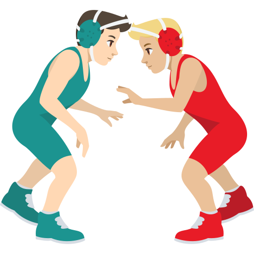 Men Wrestling: Light Skin Tone, Medium-Light Skin Tone, the design in this release